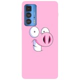 Husa compatibila cu Motorola Edge 20 Lite model Cartoon smiling pig, Silicon, TPU, Viceversa, Transparent, Carcasa
