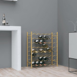 VidaXL Suport sticle de vin, 48 sticle, auriu, metal