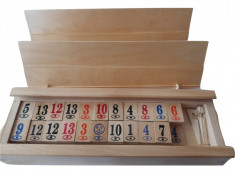 Joc Remi Rummy rummikub cu piese de lemn mare foto