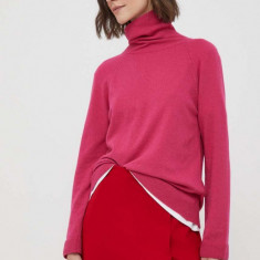 United Colors of Benetton pulover din amestec de lana femei, culoarea roz, light, cu guler