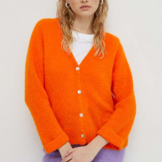 American Vintage cardigan din amestec de lana femei, culoarea portocaliu