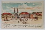 TIMISOARA , PIATA LOSONCZY , PALATUL EPISCOPAL SARB , CROMOLITOGRAFIE , CARTE POSTALA ILUSTRATA , CLASICA , DATATA 1900