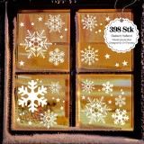 Set de 398 stickere de Craciun pentru fereastra LessMo, PVC, alb