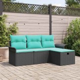 vidaXL Set de canapele pentru grădină cu pernă 4 pcs Rattan poli 3360187