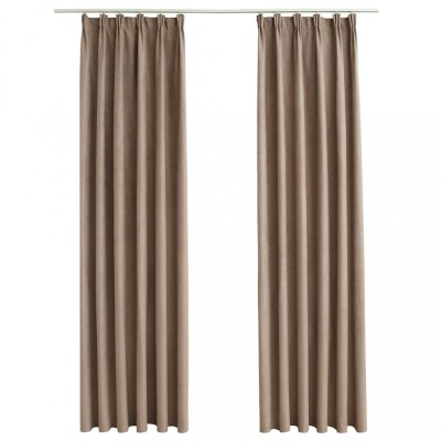 Draperii opace cu carlige, 2 buc., gri taupe, 140 x 175 cm foto