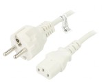 Cablu PVC Alb 1,5m CEE 7/7 la IEC C13 10A 250V, Goobay