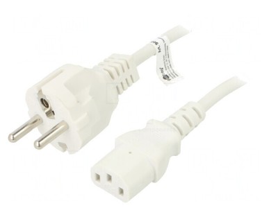 Cablu PVC Alb 1,5m CEE 7/7 la IEC C13 10A 250V foto