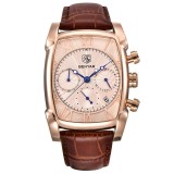 Ceas barbatesc Benyar Clasic Elegant Curea piele Quartz Analog Rose