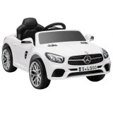 AIYAPLAY Mașină Electrică pentru Copii Mercedes-Benz SL500 12V cu 2 Motoare, Suspensie, Muzică și Telecomandă, Alb | Aosom Romania