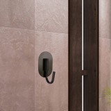 Suport pentru porosop tip cuier, metalic, negru mat, autoadeziv, Sepio