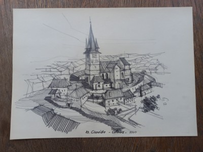 CISNADIE ,CETATEA, DESEN IN CREION, 1960 foto