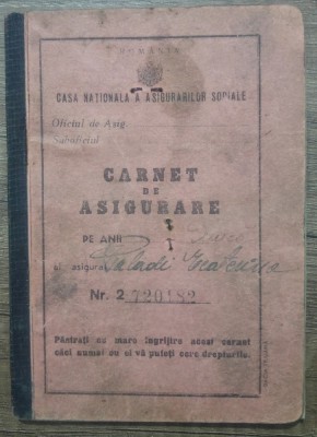 Carnet de asigurare pe anii 1943-1946 foto
