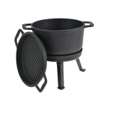Ceaun 3 in 1 din fonta cu picioare si capac, 5 litri, negru, Kinghoff