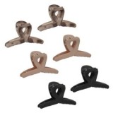 Clame de păr mate, Set 6 buc, Nude și negru cu model leopard, Formă buclă, 4.5cm, CMCLASS