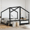 VidaXL Cadru de pat pentru copii negru 2x(90x190) cm lemn masiv de pin