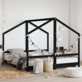 Cadru de pat pentru copii negru 2x(90x190) cm lemn masiv de pin GartenMobel Dekor, vidaXL