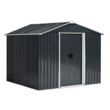 Casuta/magazie/sopron de gradina pentru depozitare unelte, otel si PP, negru, 236x174x190 cm