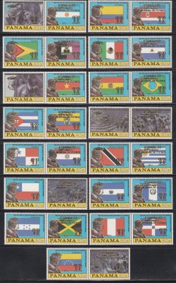 Panama 1980 - Cupa Mondială de fotbal - Argentina 1978 și Spania 1982, Supratipar folie Aur, MNH foto