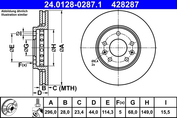 ATE 24.0128-0287.1 Disc frana