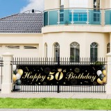 Banner aniversar Chala, 50 ani, poliester, alb/negru/auriu, 40 x 180 cm