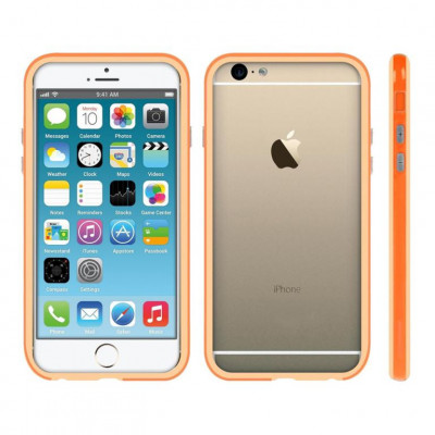 Husa Telefon Bumper Silicon Apple iPhone 6 6s Orange BeHello foto