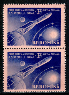 Romania 1959, LP 470, Prima planeta artificiala, pereche, MNH! foto