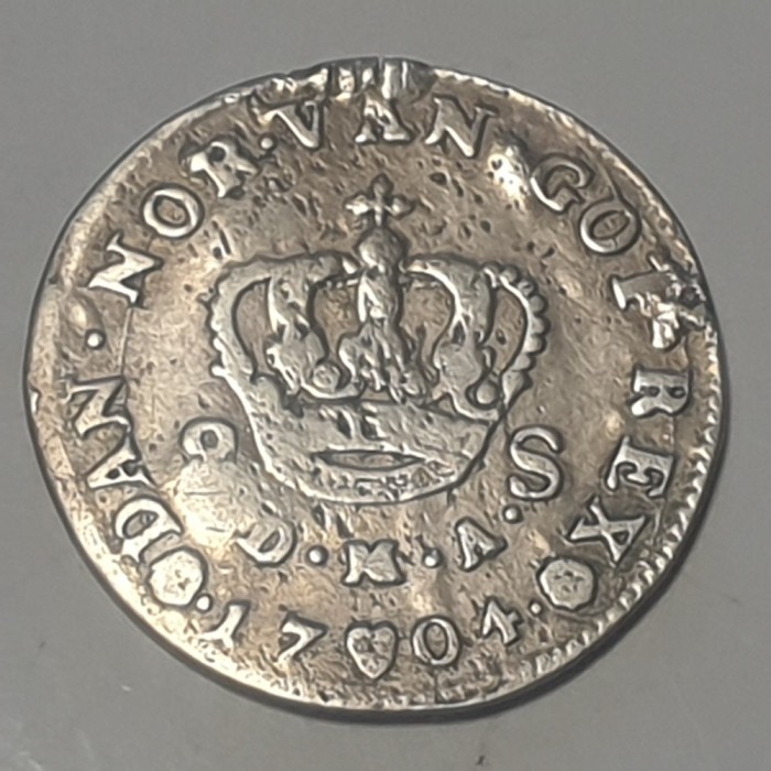 Danemarca 8 schilling 1704 argint Frederic lV RaR