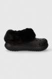 Crocs papuci Furever Crush femei, culoarea negru, 208446
