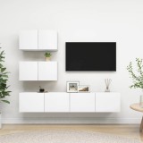 VidaXL Set dulapuri TV, 4 piese, alb, lemn prelucrat