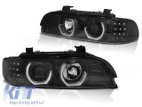 Kit de faruri tuning cu ochi de &icirc;nger LED 3D, potrivit pentru BMW E39 09.1995-05.2003 sedan/combina, stanga si dreapta Performance AutoTuning