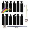 Set 24 semne de carte colorate si 12 creioane stylus din lemn, accesorii decorative pentru copii, multicolor