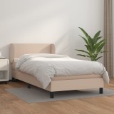 vidaXL Pat box spring cu saltea, cappuccino, 100x200cm piele ecologică 3127180