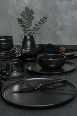 Keramika Set de vesela - Nordic Mat Black - 18 bucăți - 6 persoane - Stoneware foto