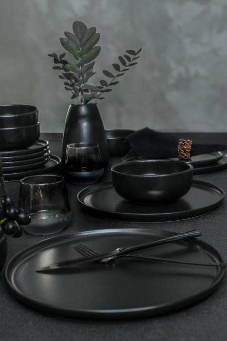 Keramika Set de vesela - Nordic Mat Black - 18 bucăți - 6 persoane - Stoneware