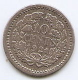 Olanda 10 Cents 1921 - Wilhelmina, Argint 1.4 g/640, 15 mm KM-145 (1), Europa