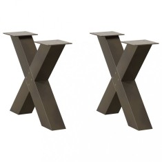 vidaXL Picioare pentru masă de cafea &icirc;n formă de X, 2 buc., oțel natural, 60 x (42-43) cm