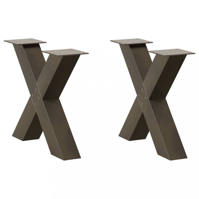 Gossi picioare pentru masuta cafea in forma x 2 buc otel natural otel