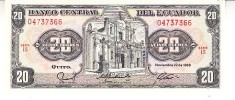 B11 1 - Bancnota foarte veche - Ecuador - 20 sucres - 1988