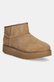 Skechers cizme de zăpadă din piele &icirc;ntoarsă KEEP COZY culoarea maro, 169143
