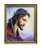 Isus Hristos tablou pictat manual inramat, 55x45cm ulei pe panza, Mircea Iordache