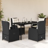 Set mobilier de gradina cu perne, 5 piese, negru, poliratan