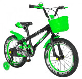 Bicicleta copii 3-5 ani 14 inch C-Brake Rich Baby CSR1403A negru cu verde