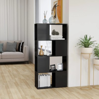 Bibliotecă/Separator cameră, gri extralucios, 60x24x124,5 cm foto
