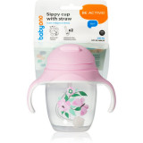 BabyOno Be Active Sippy Cup with Weighted Straw cană pentru antrenament cu pai 6 m+ Butterfly 240 ml
