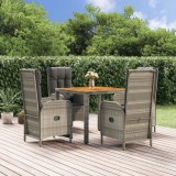 vidaXL Set mobilier de grădină cu perne, 5 piese, gri, poliratan 3185050