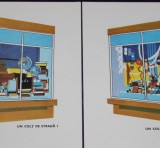 lot 2 planse didactice epoca de aur 1978 - Pe strada (orasul) - Un colt de strada - 24x17 cm