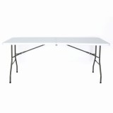 Masa pliabila 4 persoane din otel si HDPE MESTERINO KJC2061, 180x70x74 cm, culoare alba
