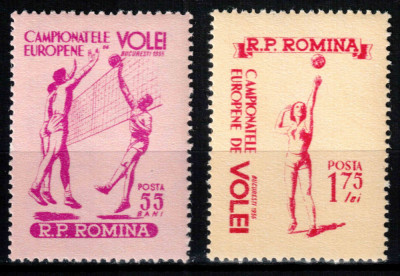 Romania 1955, LP 387, Campionatele Europene de Volei, seria, MNH! foto