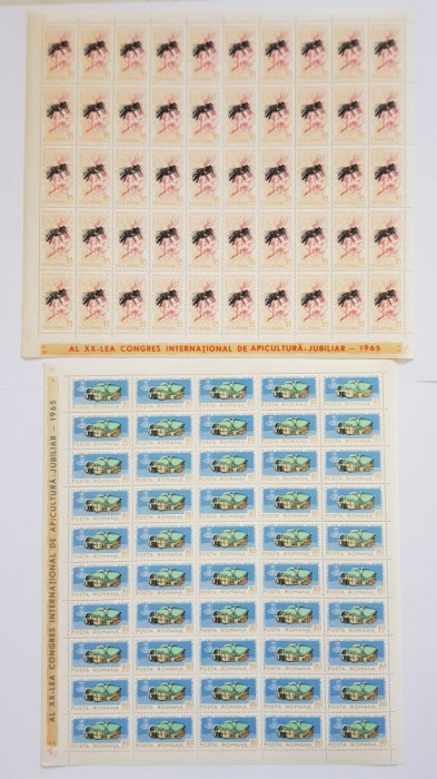 TIMBRE ROMANIA 1965 L.P. 610 AL XX -lea CONGRES APICULTURA COLI 50 DE VALORI MNH