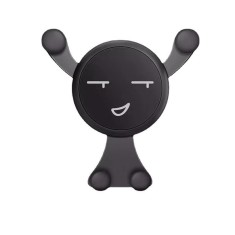 Suport de telefon, flippy, pentru ventilatie, din abs si silicon, 11 x 10 x 4 cm, pentru telefon 4.0 - 6.0 inch, model smiley face, negru foto
